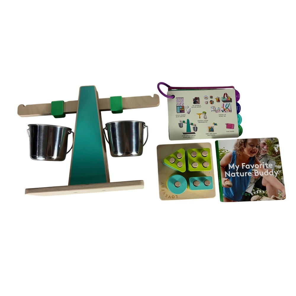 Lovevery 4pc Bundle Scale Peg Puzzle Book Enthusiast Play Guide